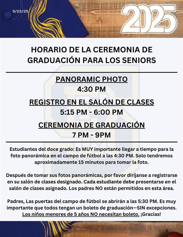 grad schedule - spanish flyer 2025